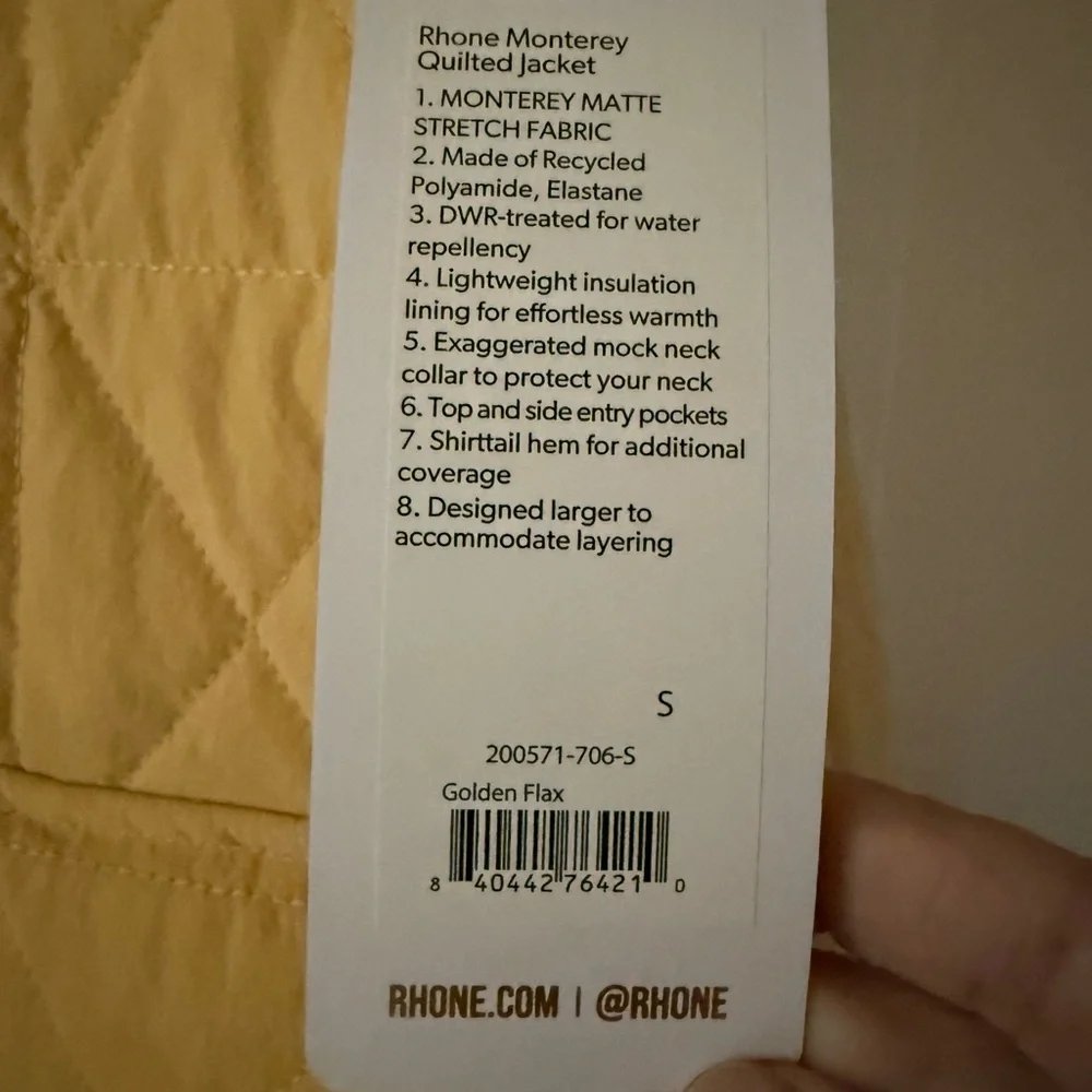 RHONE Women's Yellow Quilted Puffer Coat - Picture 3 of 4